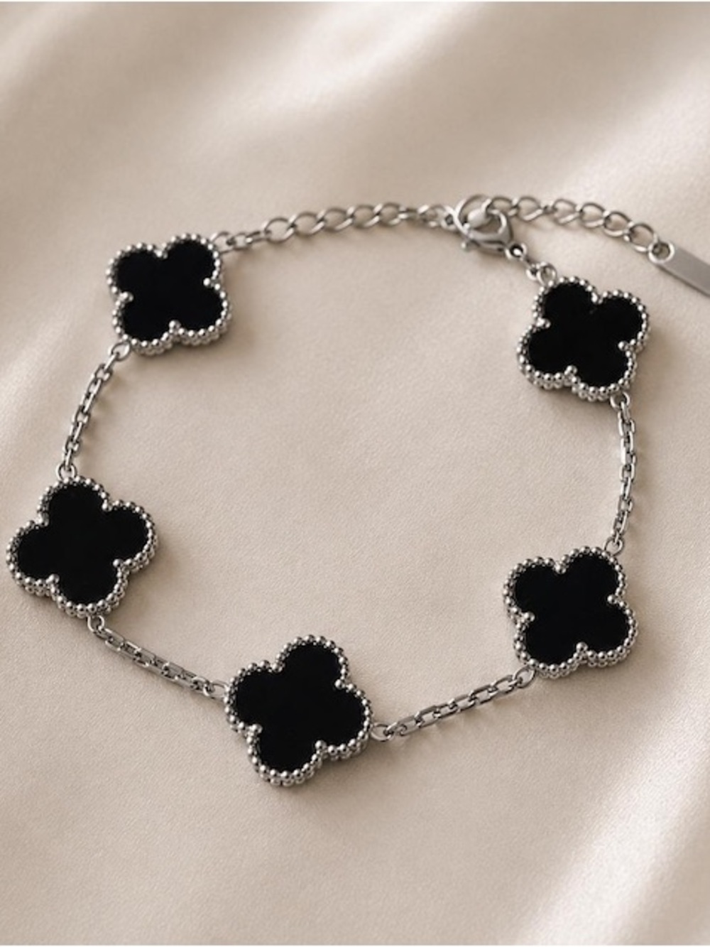 Stainless Steel Black Clover Bracelet